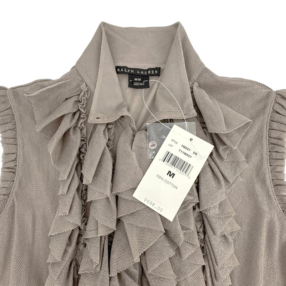 RALPH LAUREN BLACK LABEL Ruffle Blouse M - Picture 7 of 13